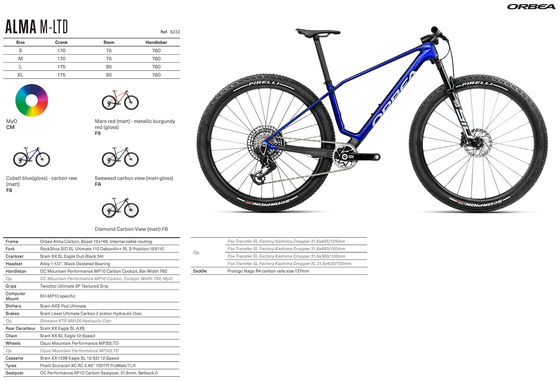 2025 Orbea Alma M-LTD - OMX Carbon - SRAM XX Eagle SL AXS (S222) XC MTB