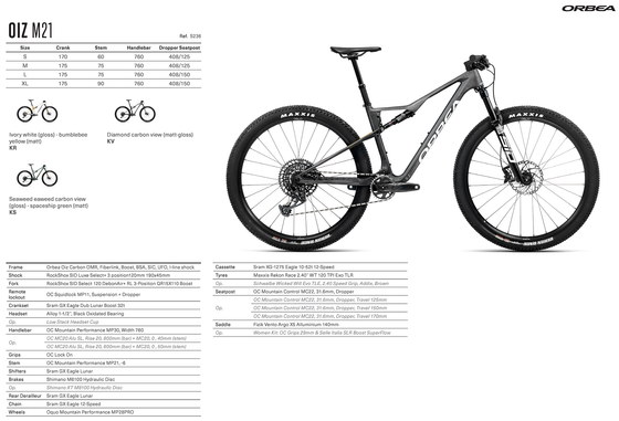 2025 ORBEA OIZ M21 - Carbon OMR - SRAM GX Eagle Lunar (S236) XC MTB